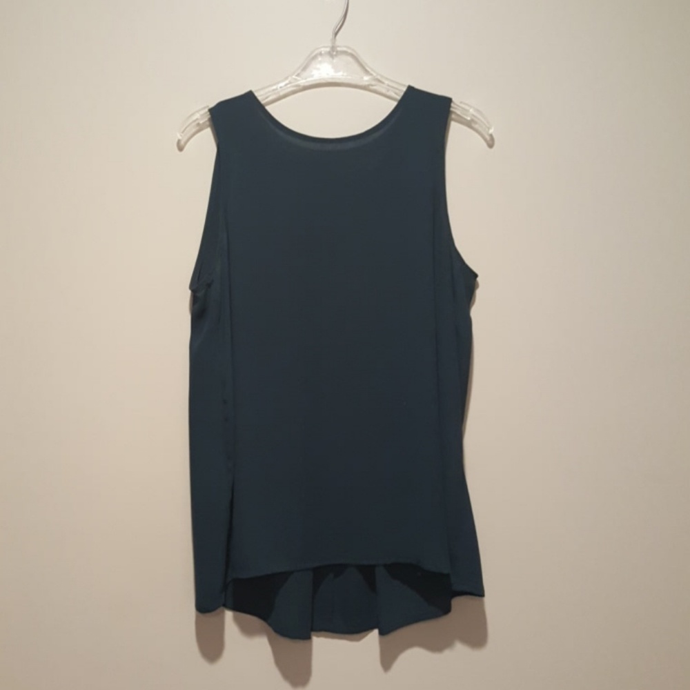 Dark green teal chiffon shell